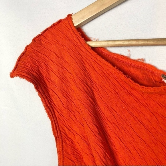Free People Bright Orange Twist Front Cropped Short Sleeve L - Picture 3 of 4